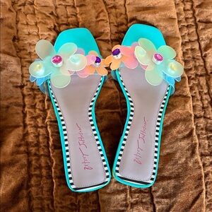 Betsey Johnson Aqua Floral Sandals